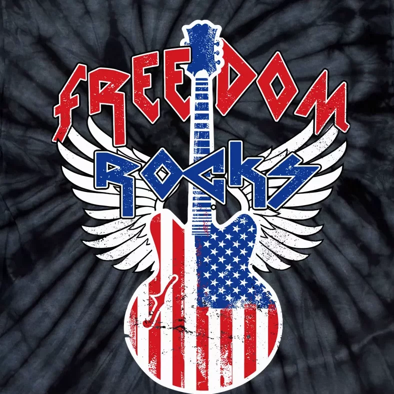 Freedom Rocks 4th Of July Patriotic Usa Flag Rock Guitar Tie-Dye T-Shirt