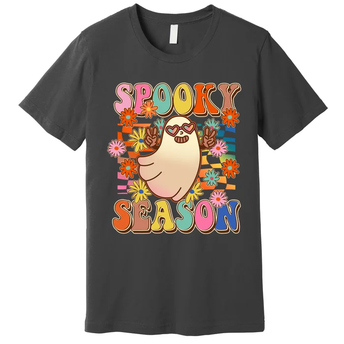 Funny Retro 60s Halloween Spooky Season Hippie Ghost Premium T-Shirt