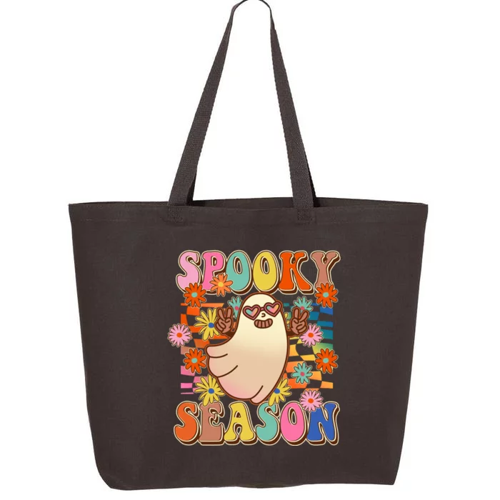 Funny Retro 60s Halloween Spooky Season Hippie Ghost 25L Jumbo Tote