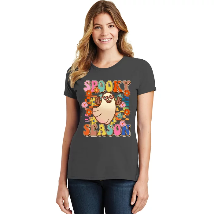 Funny Retro 60s Halloween Spooky Season Hippie Ghost Women's T-Shirt