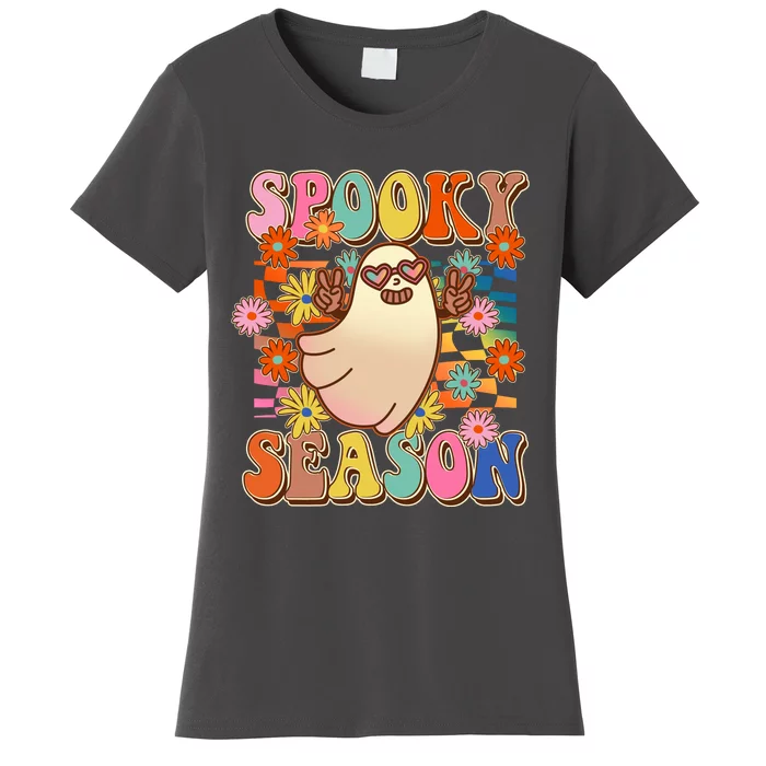 Funny Retro 60s Halloween Spooky Season Hippie Ghost Women's T-Shirt