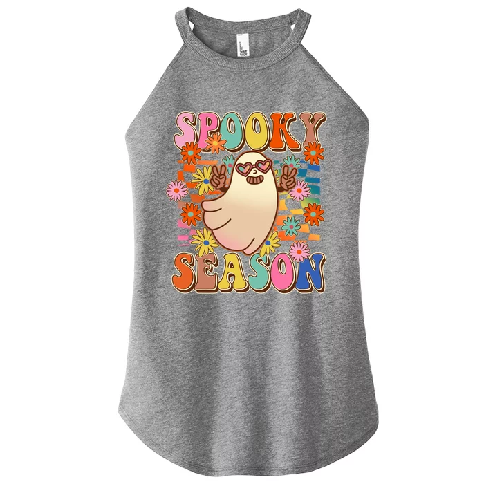 Funny Retro 60s Halloween Spooky Season Hippie Ghost Women’s Perfect Tri Rocker Tank