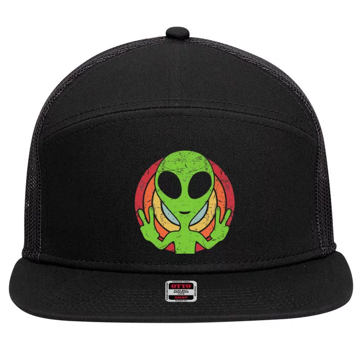 Funny Retro 80S Style Vintage Ufo Lover Alien Space 7 Panel Mesh Trucker Snapback Hat