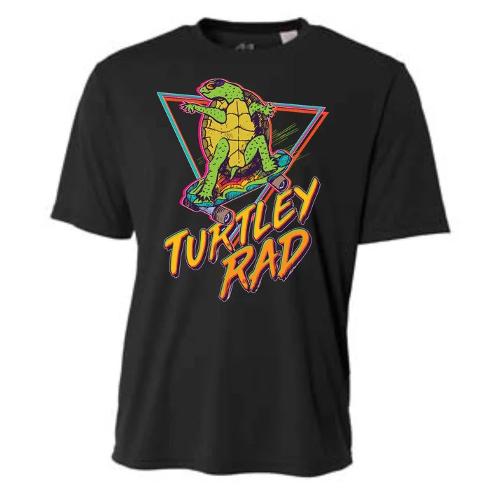 Funny Retro 80's Turtley Rad Skateboarding Turtle Cooling Performance Crew T-Shirt