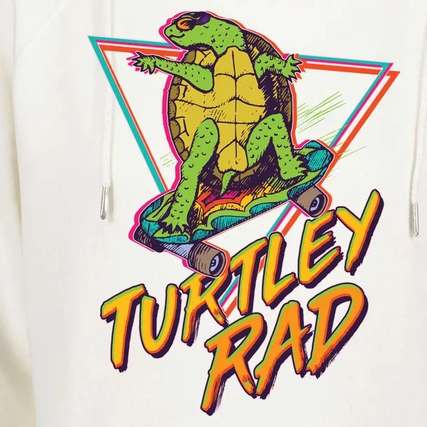 Funny Retro 80's Turtley Rad Skateboarding Turtle Womens Funnel Neck Pullover Hood