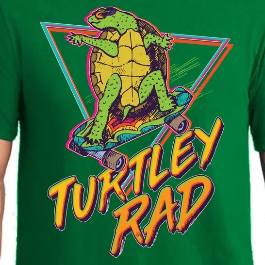 Funny Retro 80's Turtley Rad Skateboarding Turtle Pajama Set