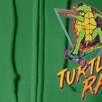 Funny Retro 80's Turtley Rad Skateboarding Turtle Full Zip Hoodie