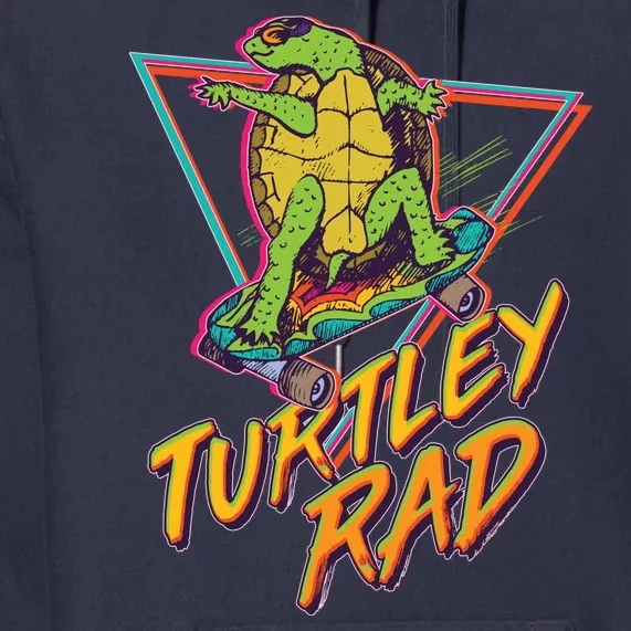 Funny Retro 80's Turtley Rad Skateboarding Turtle Premium Hoodie