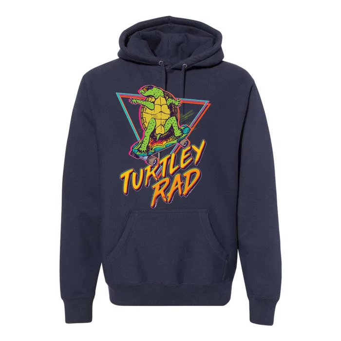 Funny Retro 80's Turtley Rad Skateboarding Turtle Premium Hoodie