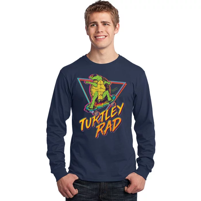 Funny Retro 80's Turtley Rad Skateboarding Turtle Tall Long Sleeve T-Shirt