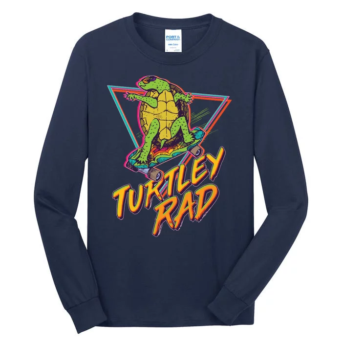 Funny Retro 80's Turtley Rad Skateboarding Turtle Tall Long Sleeve T-Shirt