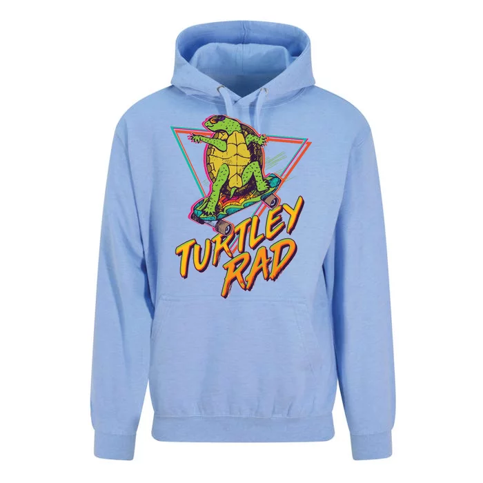 Funny Retro 80's Turtley Rad Skateboarding Turtle Unisex Surf Hoodie