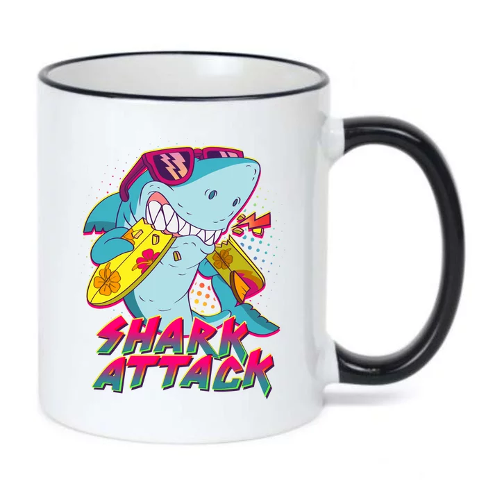 Funny Retro 80s Shark Attack Black Color Changing Mug