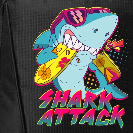 Funny Retro 80s Shark Attack City Backpack