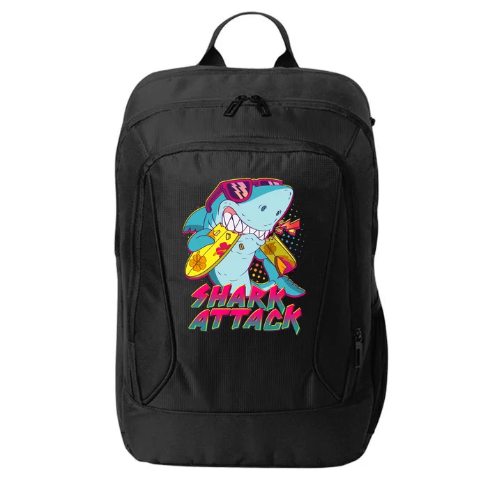 Funny Retro 80s Shark Attack City Backpack