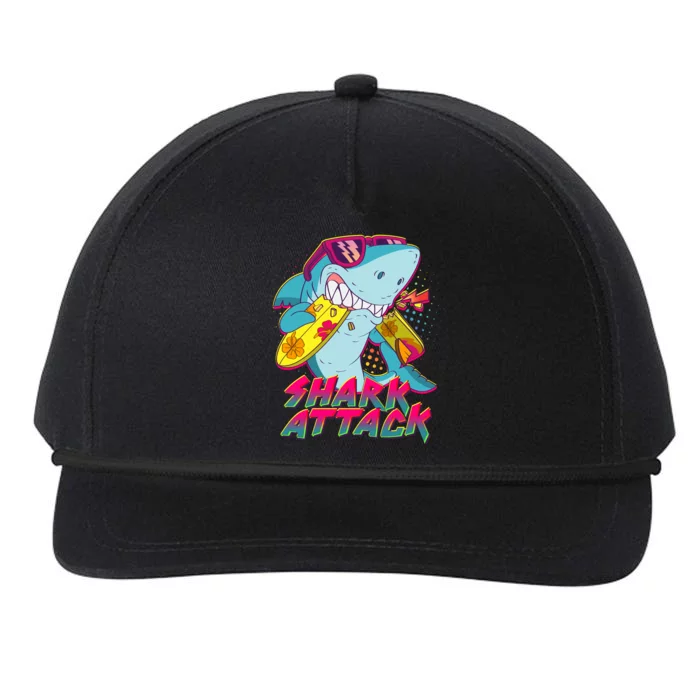 Funny Retro 80s Shark Attack Snapback Five-Panel Rope Hat