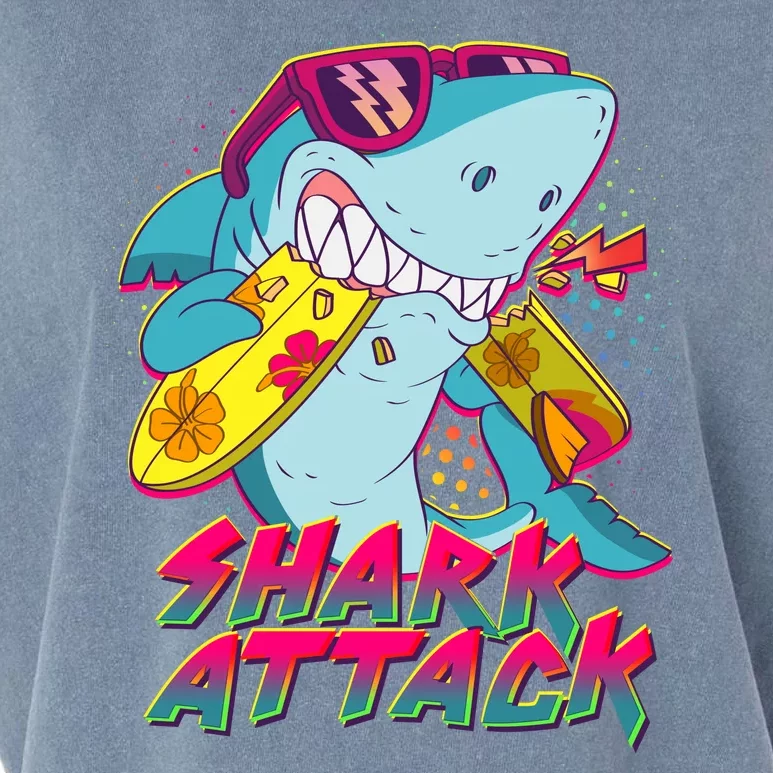 Funny Retro 80s Shark Attack Garment-Dyed Women's Muscle Tee