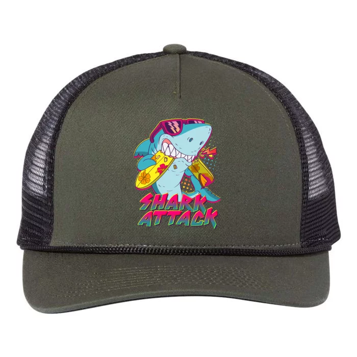 Funny Retro 80s Shark Attack Retro Rope Trucker Hat Cap