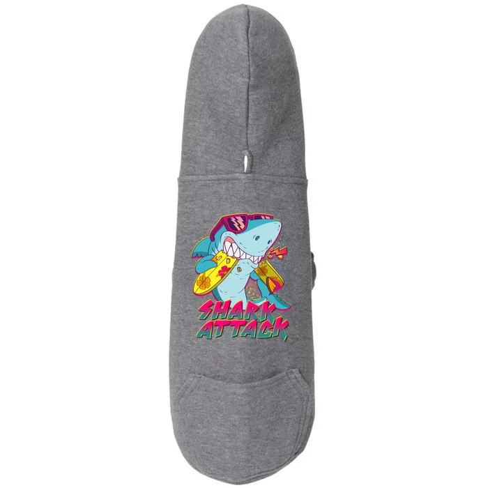 Funny Retro 80s Shark Attack Doggie 3-End Fleece Hoodie