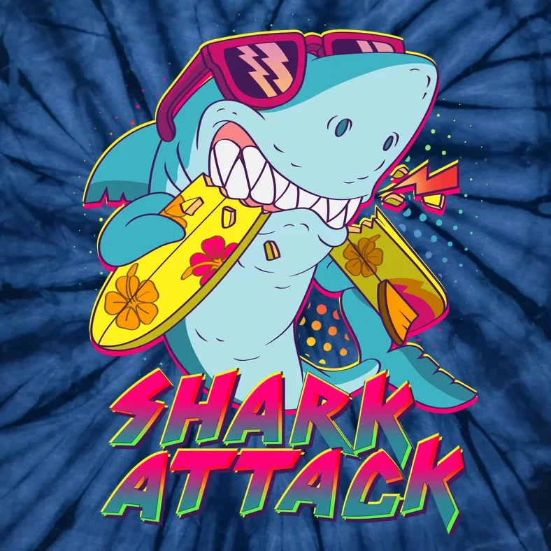 Funny Retro 80s Shark Attack Tie-Dye T-Shirt