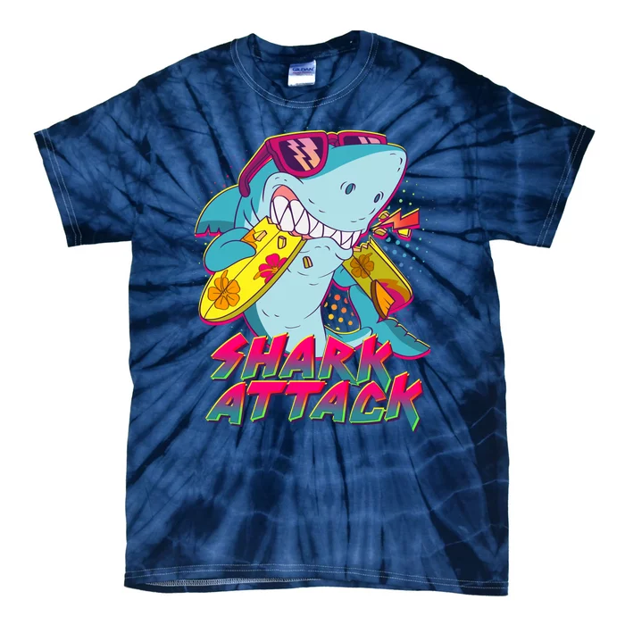 Funny Retro 80s Shark Attack Tie-Dye T-Shirt