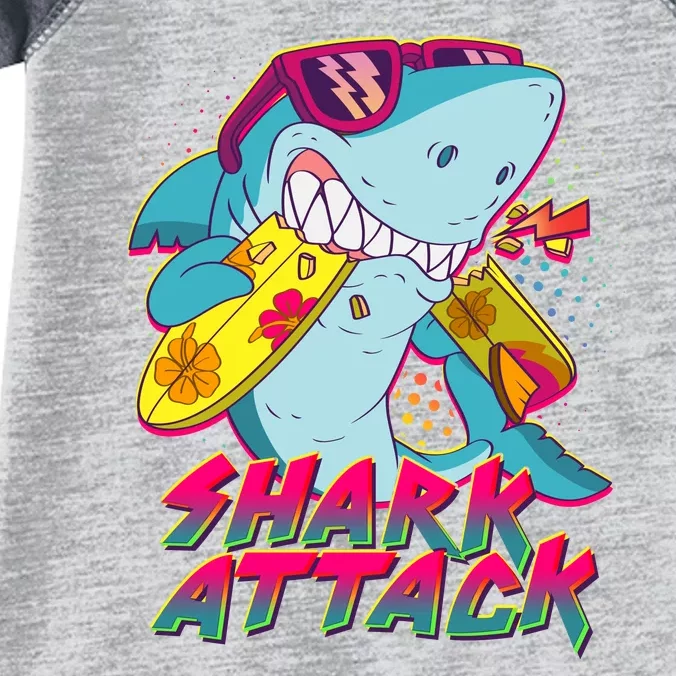 Funny Retro 80s Shark Attack Infant Baby Jersey Bodysuit