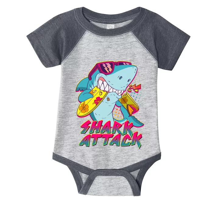 Funny Retro 80s Shark Attack Infant Baby Jersey Bodysuit