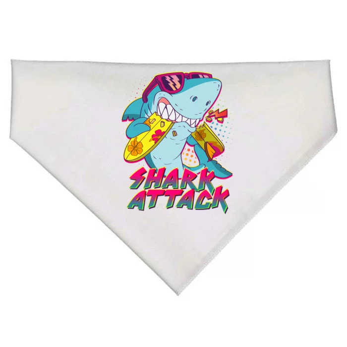 Funny Retro 80s Shark Attack USA-Made Doggie Bandana