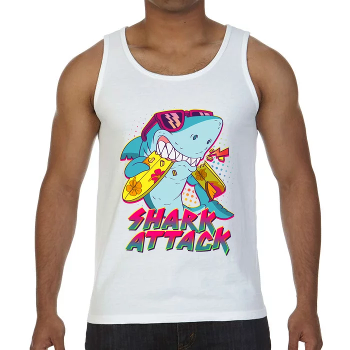 Funny Retro 80s Shark Attack Comfort Colors® Tank Top