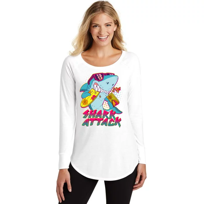 Funny Retro 80s Shark Attack Women's Perfect Tri Tunic Long Sleeve Shirt