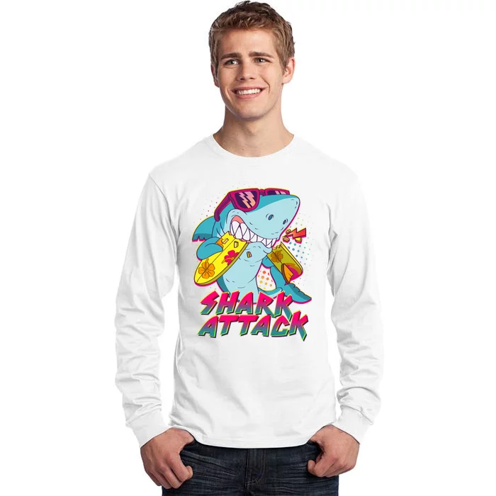 Funny Retro 80s Shark Attack Tall Long Sleeve T-Shirt