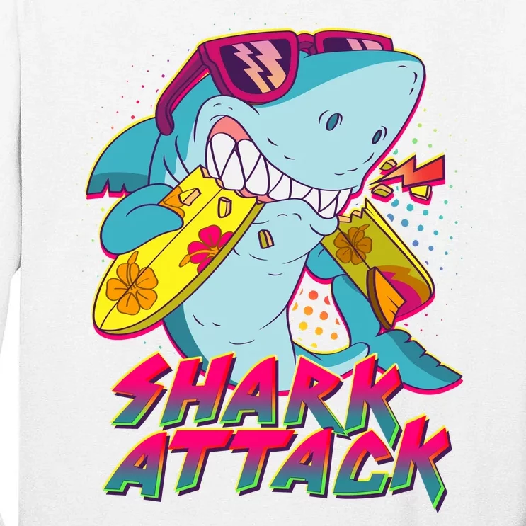 Funny Retro 80s Shark Attack Tall Long Sleeve T-Shirt