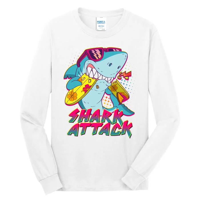 Funny Retro 80s Shark Attack Tall Long Sleeve T-Shirt