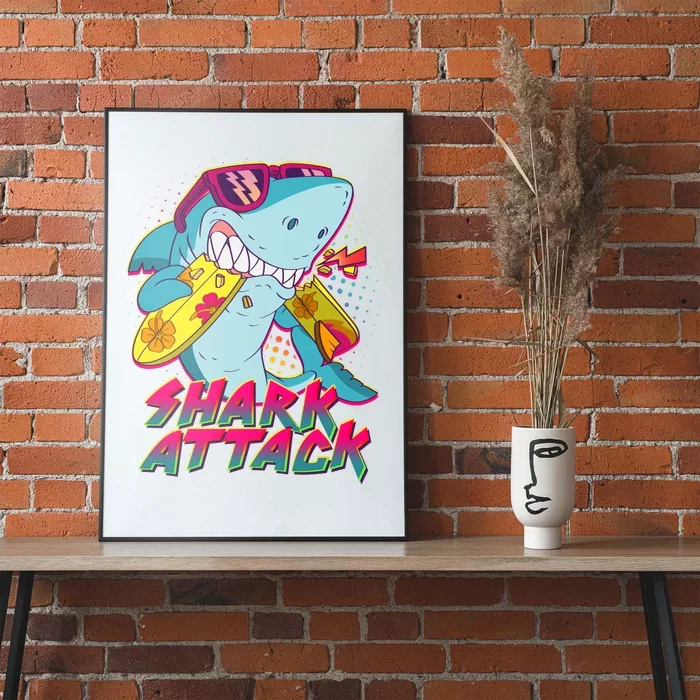 Funny Retro 80s Shark Attack Poster