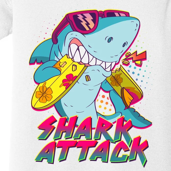 Funny Retro 80s Shark Attack Baby Bodysuit