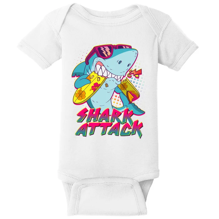 Funny Retro 80s Shark Attack Baby Bodysuit