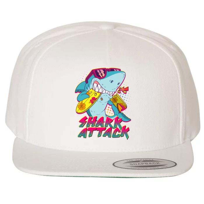 Funny Retro 80s Shark Attack Wool Snapback Cap