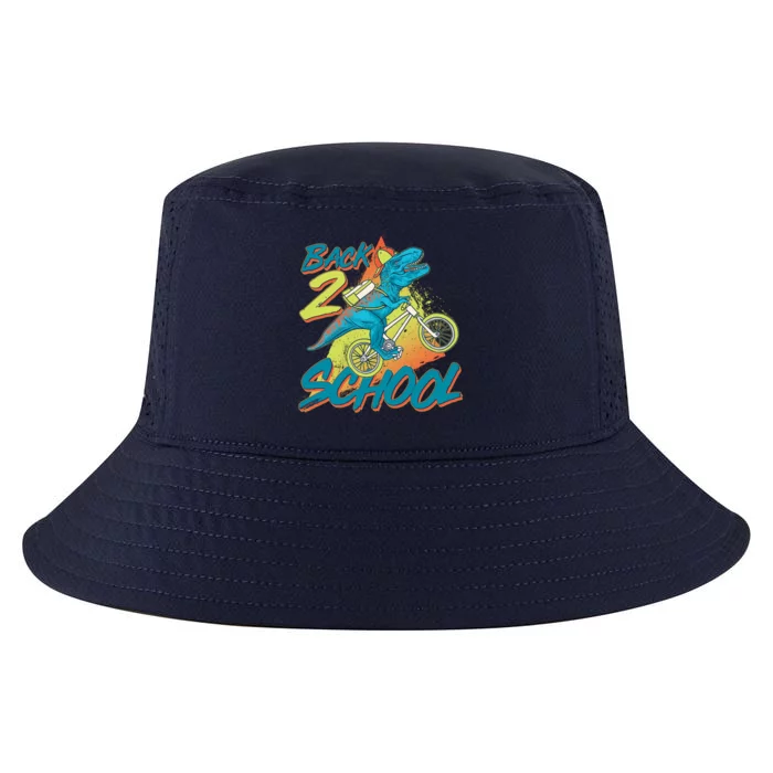 Funny Retro 80's 90's Back To 2 School TRex Dinosaur Bike Cool Comfort Performance Bucket Hat