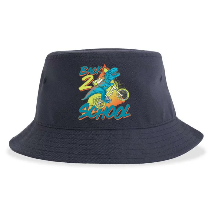 Funny Retro 80's 90's Back To 2 School TRex Dinosaur Bike Sustainable Bucket Hat