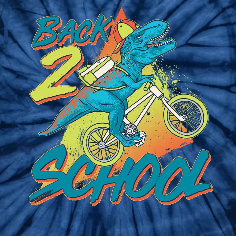 Funny Retro 80's 90's Back To 2 School TRex Dinosaur Bike Tie-Dye T-Shirt