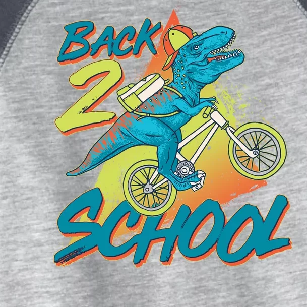 Funny Retro 80's 90's Back To 2 School TRex Dinosaur Bike Toddler Fine Jersey T-Shirt