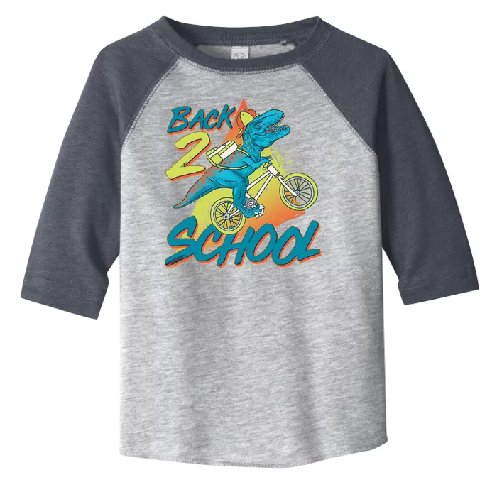 Funny Retro 80's 90's Back To 2 School TRex Dinosaur Bike Toddler Fine Jersey T-Shirt