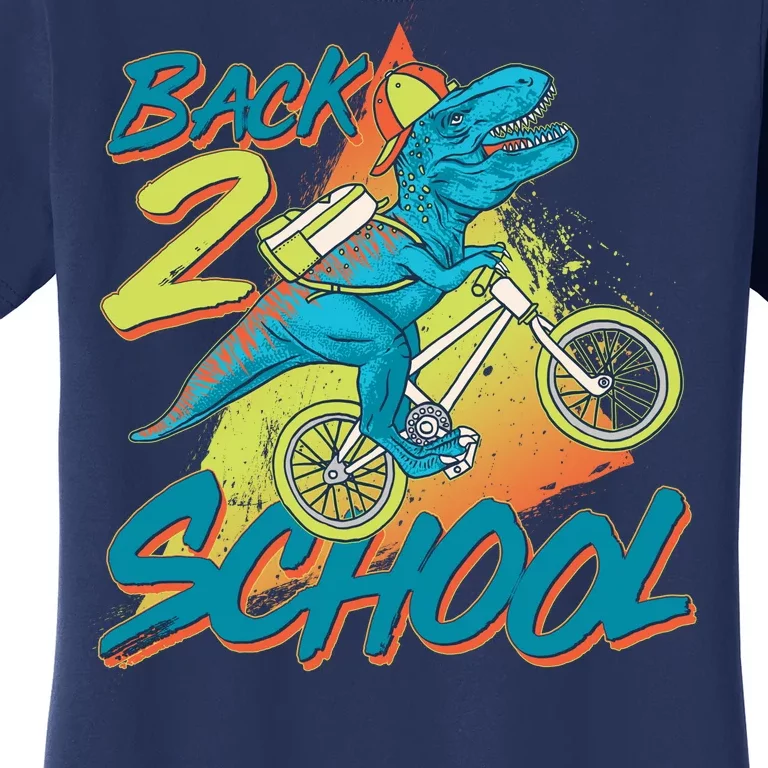 Funny Retro 80's 90's Back To 2 School TRex Dinosaur Bike Women's T-Shirt