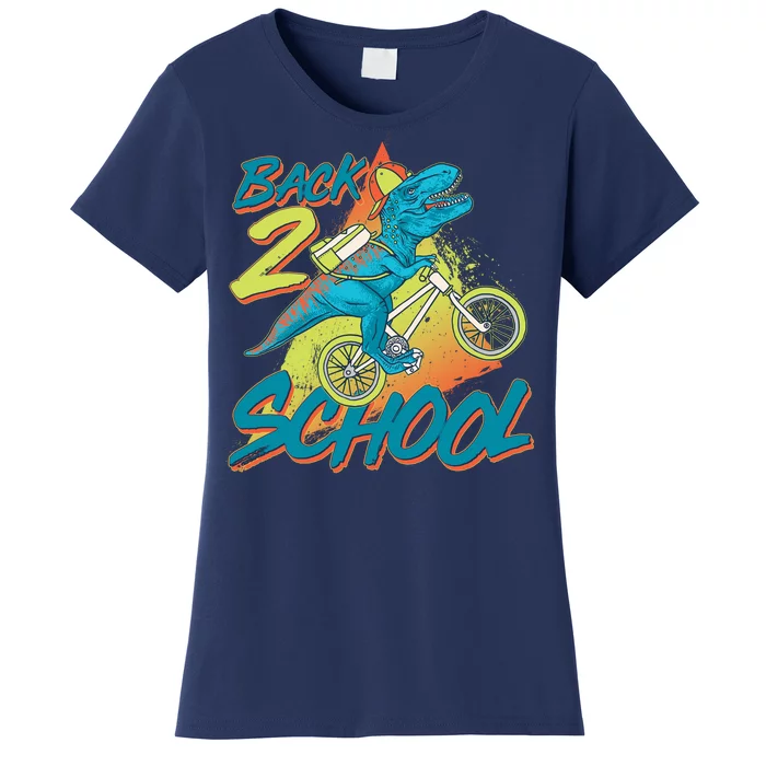 Funny Retro 80's 90's Back To 2 School TRex Dinosaur Bike Women's T-Shirt