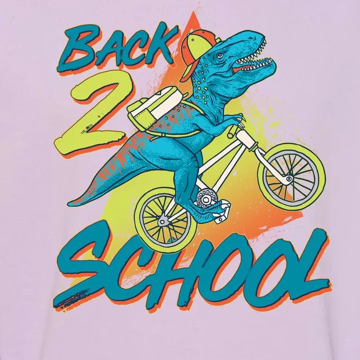 Funny Retro 80's 90's Back To 2 School TRex Dinosaur Bike Garment-Dyed Sweatshirt