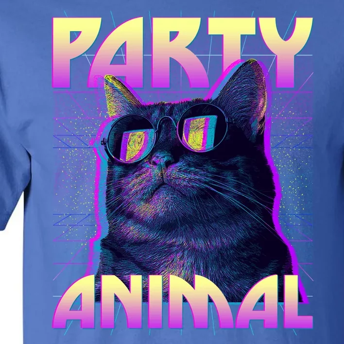 Funny Retro 80s Eighties Party Animal Cat Tall T-Shirt