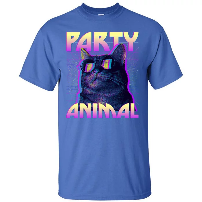 Funny Retro 80s Eighties Party Animal Cat Tall T-Shirt