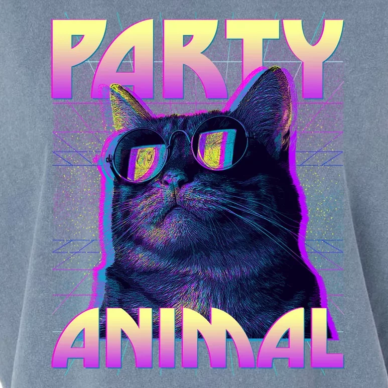 Funny Retro 80s Eighties Party Animal Cat Garment-Dyed Women's Muscle Tee