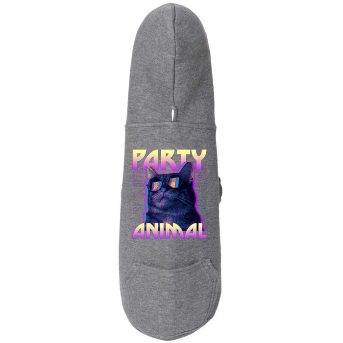 Funny Retro 80s Eighties Party Animal Cat Doggie 3-End Fleece Hoodie