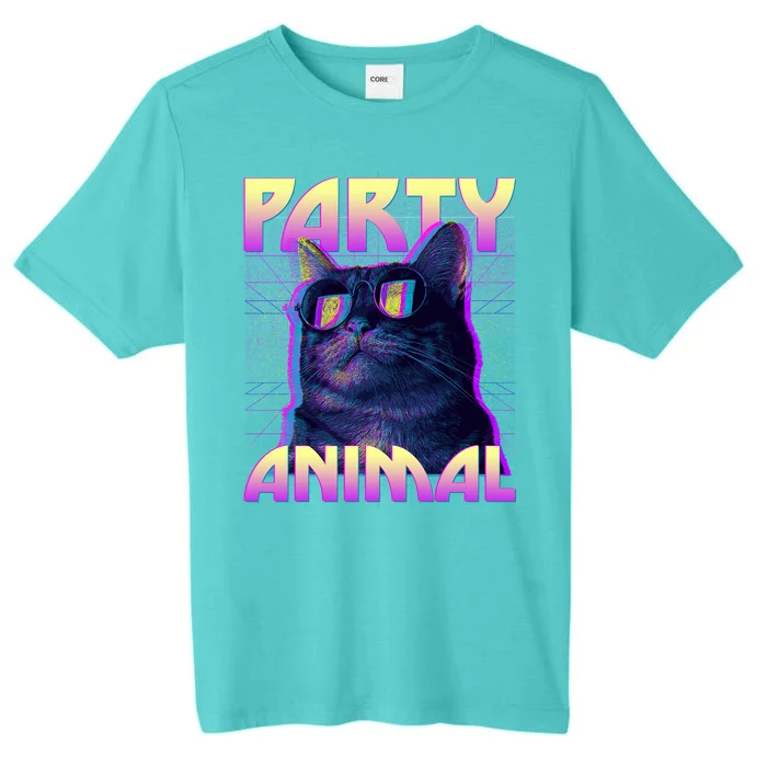 Funny Retro 80s Eighties Party Animal Cat ChromaSoft Performance T-Shirt